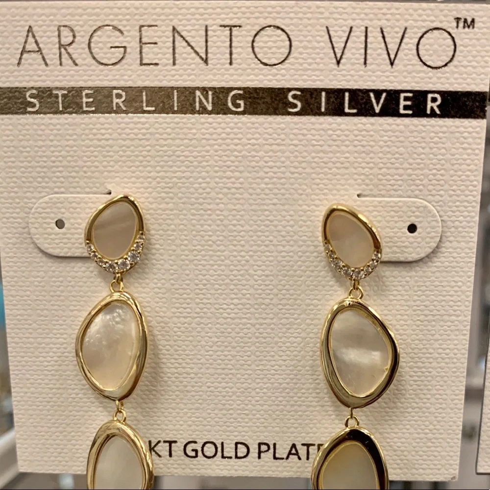 COPY - Argento Vivo Mother of Pearl Linear Drop Earrings - Picture 7 of 12